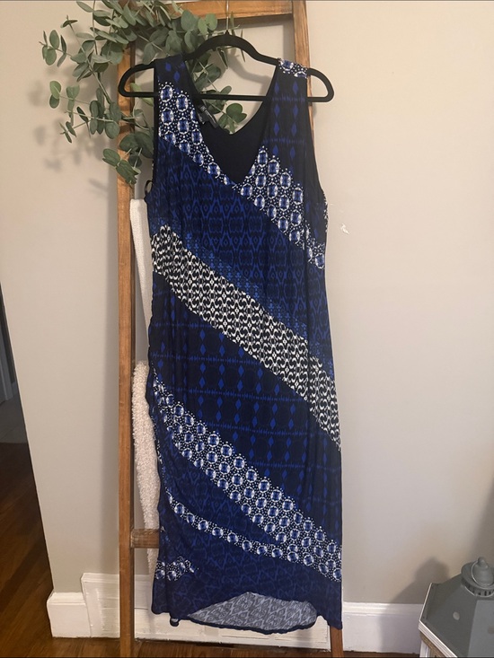 INC International Concepts Dresses & Skirts - International Concepts Sleeveless Blue Patterned V-Neck Maxi Dress